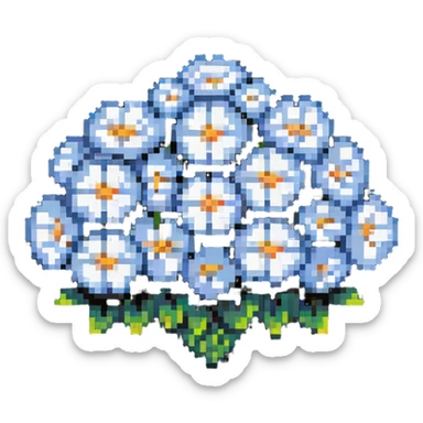 Pixel art cloud made of tiny flower pixels sticker