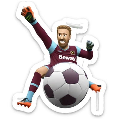 West ham logo kicking a football in goal  sticker
