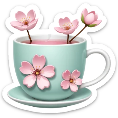 Cute Pastel pink Cherry Blossom  Tea sticker
