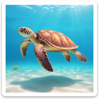 sea turtle in beautiful clear turquoise caribbean sea underwater sticker