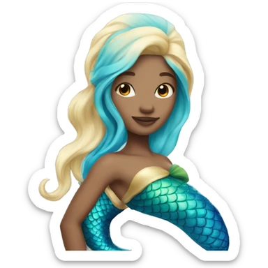 blue tail mermaid with blonde hair sticker