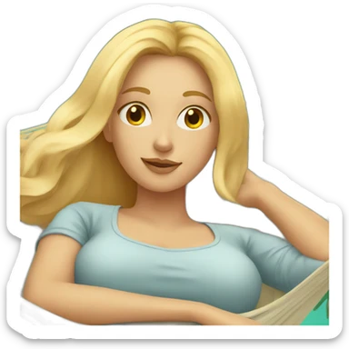 Woman with long blond hairs laying in a hammock. sticker