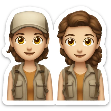 brown haired blue eyed librarian as an adventurer and camper sticker