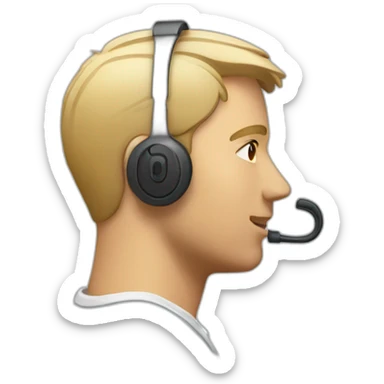 Side profile of an emoji wearing an earpiece sticker