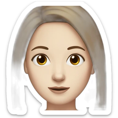 40 years old Woman, white pale skin, brown straight hair, big black eyes sticker
