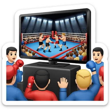 a boxing match shown on a television sticker