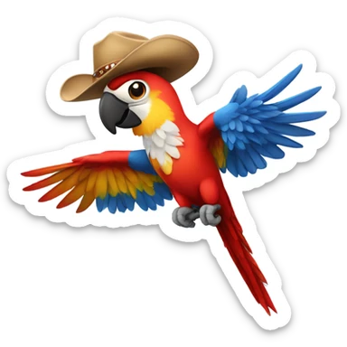 Scarlet Macaw wearing a cowboy hat Flying sticker