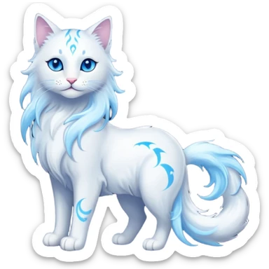 Magical Celestial Lunar-powered Fantasy Feline with lunar markings (full body) sticker