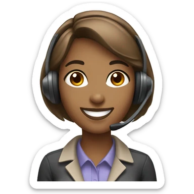lightly brown call center girl smiling and wearing a headset sticker