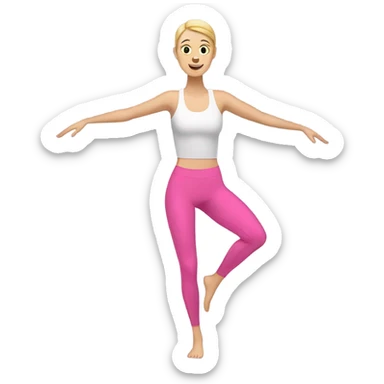 a white lady doing mat pilates with pink Legging  sticker