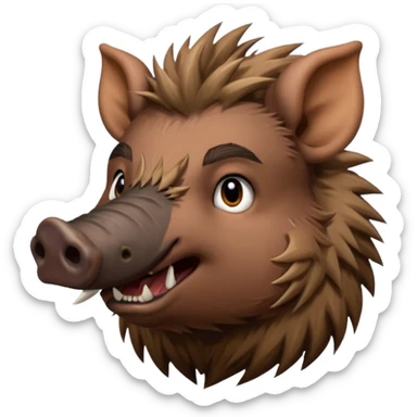 wild boar, punk hair, half body, standing sticker