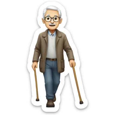 Old person walking with cane sticker