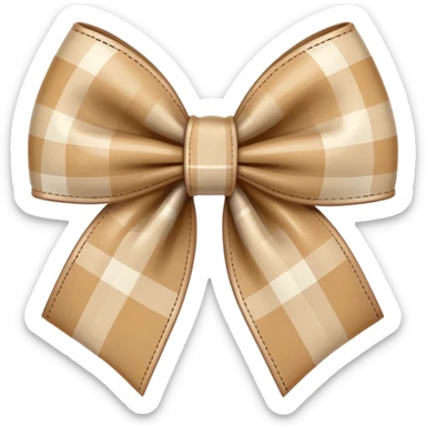 beige plaid bow sticker