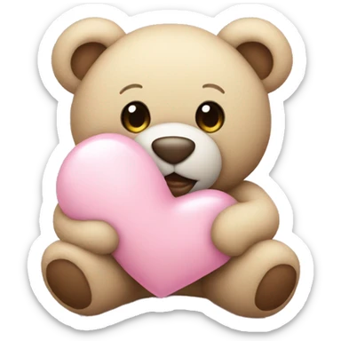 stuffed teddy holding light pink heart sticker