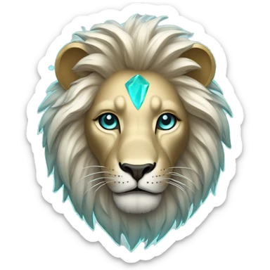 lion with a gold and silver hair and shine aqua eyes sticker