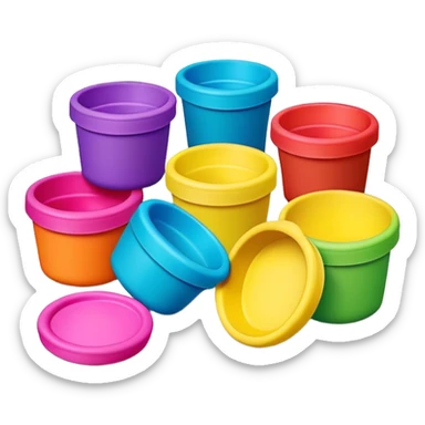 Play-Doh containers with colorful clay sticker