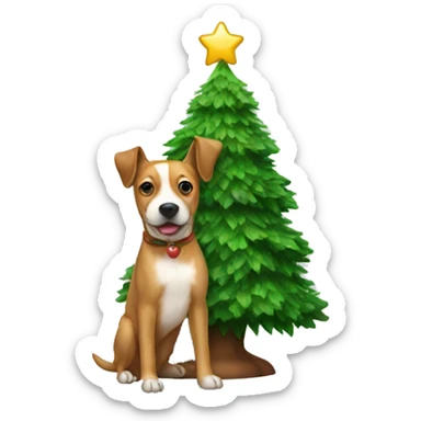 Christmas tree with a dog on it sticker