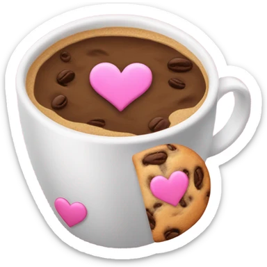 I want you to add the coffee cup emoji ☕️ next to this pink heart emoji💖 and the cookie chip emoji🍪 sticker