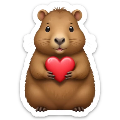  Capybara Holding a heart sticker
