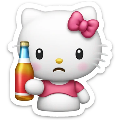 Hello kitty depressed tears with alcohol hello kitty sticker