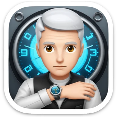 Time Traveler Looking At A Futuristic Watch sticker