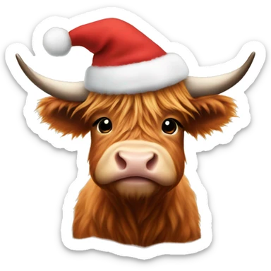 baby highland cow with christmas hat on  sticker