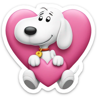 Pink heart with snoopy  sticker