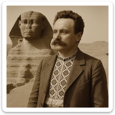 near the statue of the sphinx in Egypt sticker