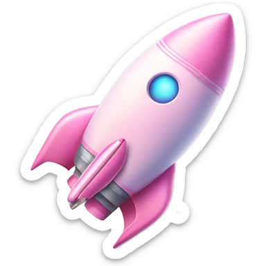 Pastel Pink Rocket "A pastel pink rocket ship with glowing engines, sparkling stars painted on its body, and a dreamy, glittering trail as it launches." sticker
