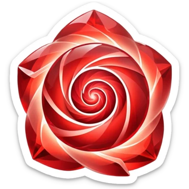 Red crystal with a red glow coming from its center. In the center of the crystal a $ sticker