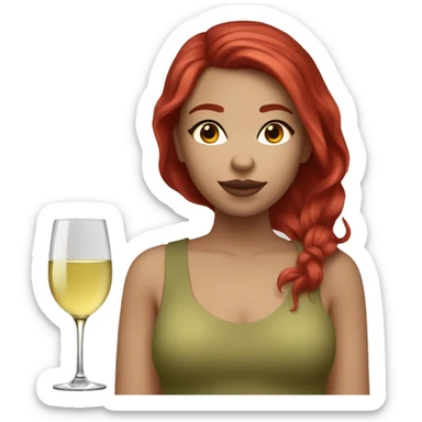 One girl whit light skin one red hair and one gilr whit light skin one bordeaux hair drinking white wine sticker