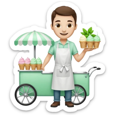 Vendor + mint cart,Ice Cream Vendor. sticker