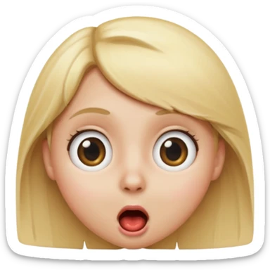 shocked blonde emoji, apple emoji style, round face, big eyes, open mouth, minimal details, no text sticker