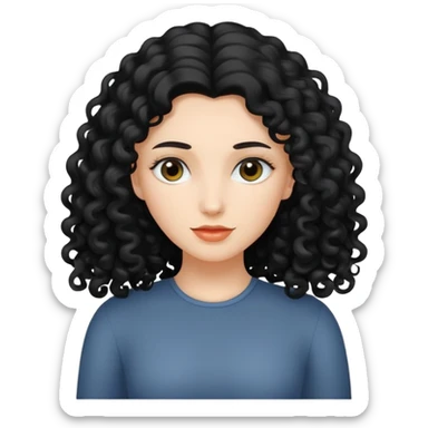 Caucasian woman, long black curly hair, only hair, without face sticker