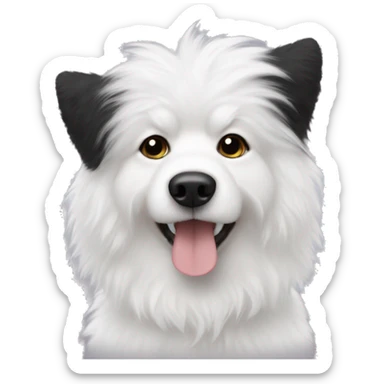 white fluffy dog with black ears sticker
