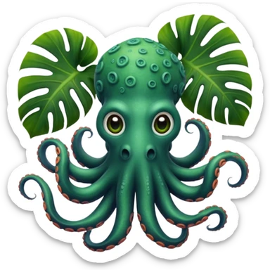 Octopus with monstera plants  sticker