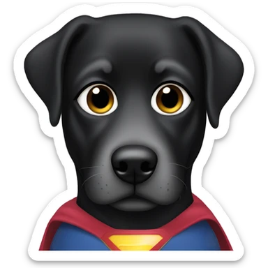 black lab wearing a superwoman mask sticker