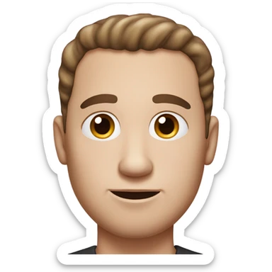 A white guy with a black middle part and freckles, who has a donut for a body sticker