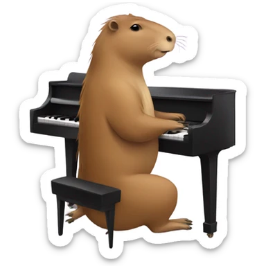 Capybara playing the piano sticker