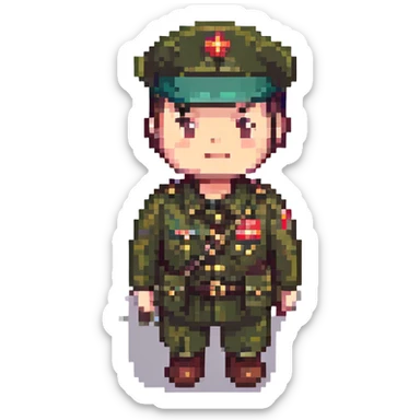 Chinese man in military uniform sticker