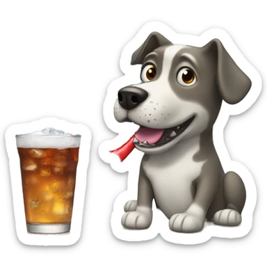 Dog with a shark drinking soda sticker