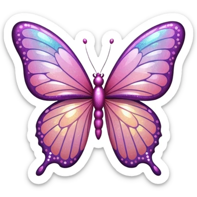 Glitter butterfly pink sticker
