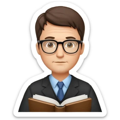 A handsome man in his 40s studying hard sticker