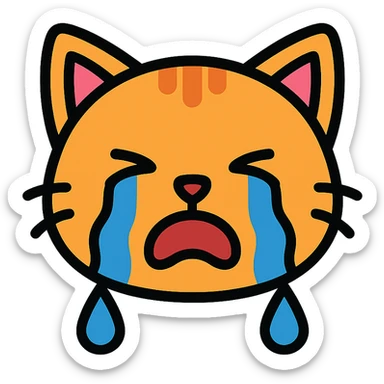 color outline icon of a crying cat sticker