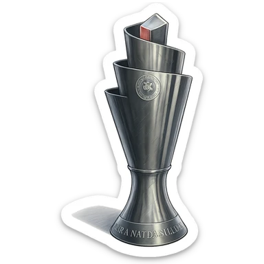 Фотореалистичный и изометричный кубок UEFA Nations League, объемный чуть слегка рисованный стиль, прозрачный фон sticker