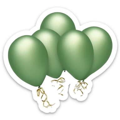 Aesthetic sage green 3 balloons with gold ribbons sticker