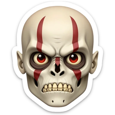 scarred bony warrior face, tarkatan baraka sticker