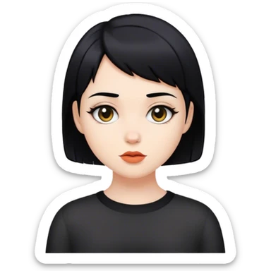 white skinned short black hair girl sticker