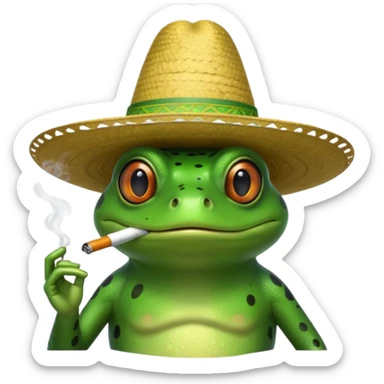 frog with sombrero smoking sticker