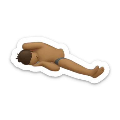 person laying and someone fanning him with palm leaf sticker